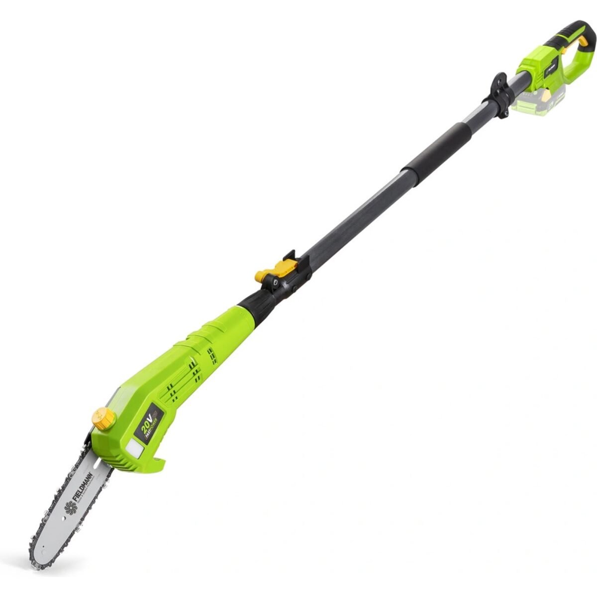 The cordless branch pruner with a telescopic handle will become a great helper that will easily and quickly get rid of branches.