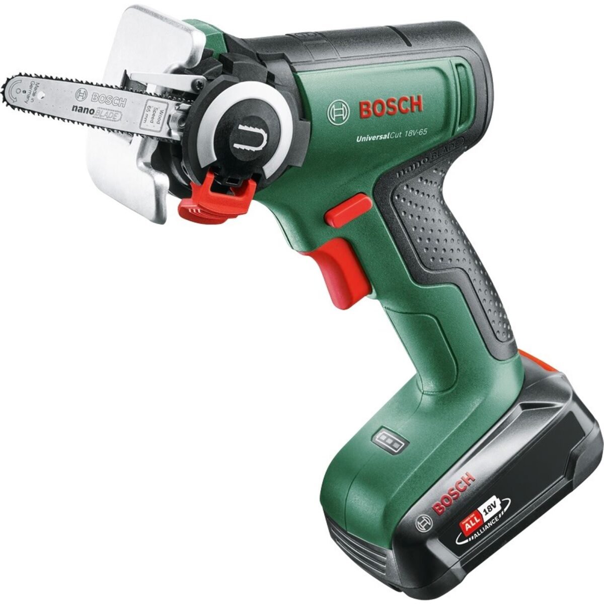 The convenient cordless saw guarantees maintenance-free use of saw blades, an ergonomic grip and the possibility of cutting wooden materials or plastic..