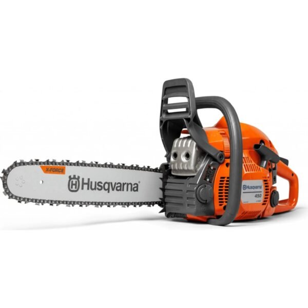 Husqvarna 450 II chainsaw features Less air filter cleaning with Air Injection™ Centrifugal air cleaning system reduces wear and ensures longer..