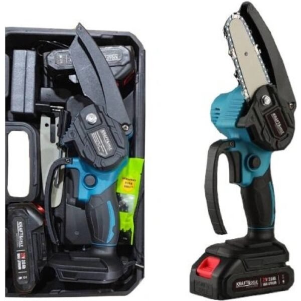 KRAFT&DELE Cordless chainsaw 4" 21 V + 2x batteries KD10645 The Kraft & Dele mini cordless chainsaw is ideal for pruning branches and general gardening Thanks to the low..