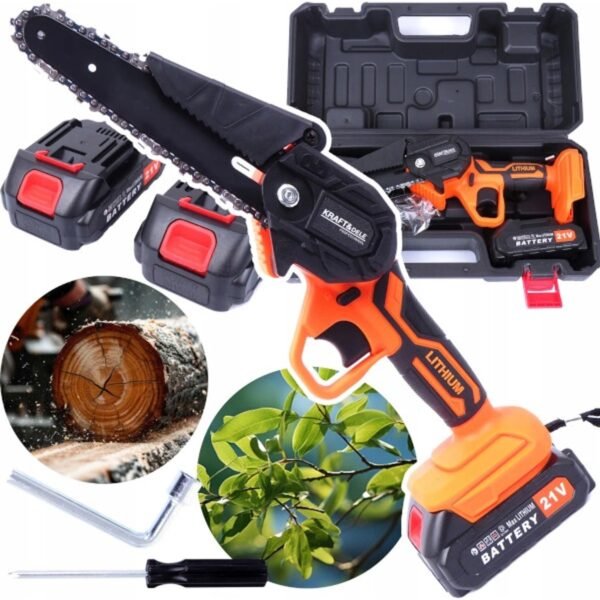 BATTERY CHAIN ​​SAW 21V, 2x battery 1.5Ah OUR COMPACT BATTERY SAW IS PERFECT FOR DIFFERENT USAGE CONDITIONS:
