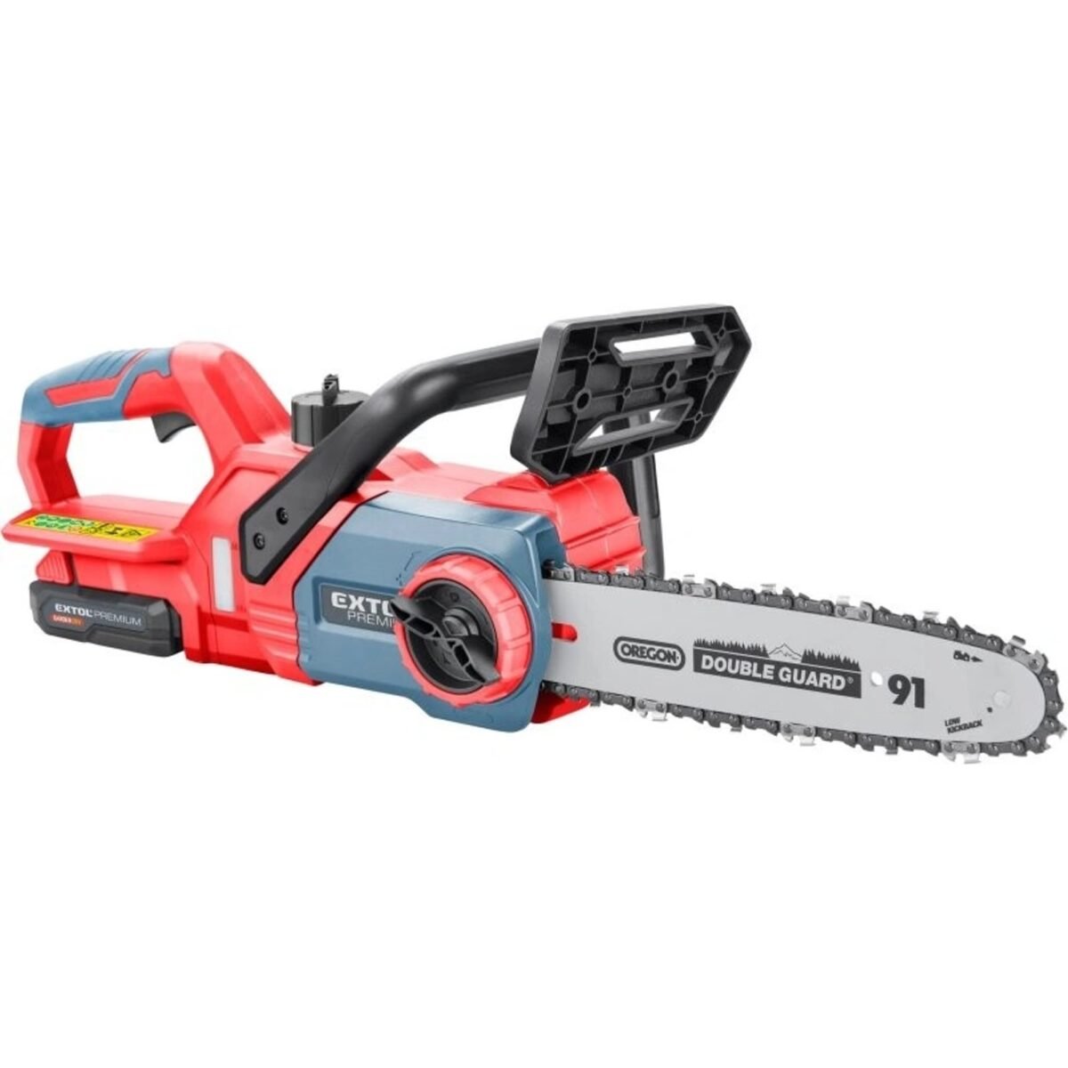 The battery-powered chainsaw is intended for cutting wood, such as cutting beams,