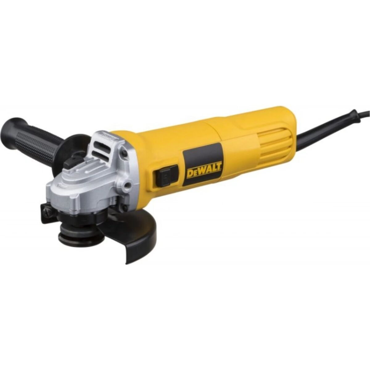 Electric angle grinder with spindle lock for quick change of discs.