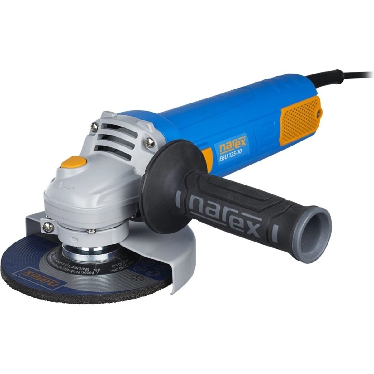 Small angle grinder Narex EBU 125-10 with a narrow gearbox and a standard disc diameter of 125 mm for cutting and grinding common types of materials..