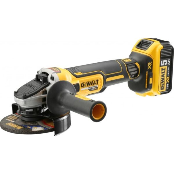 Cordless angle grinder 125mm 2x5.0Ah/18V DeWALT DCG405P2 with a powerful brushless motor, high cutting and grinding performance and a quality gearbox…