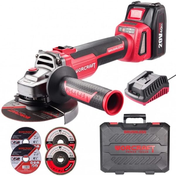 DESCRIPTION The Worcraft CAG-S20LiBH-125 cordless angle grinder is designed for grinding, cutting and removing metal and stone materials without the use of water.