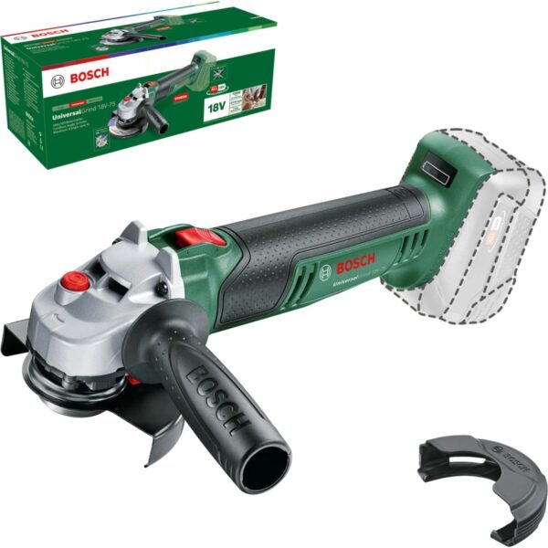 Bosch UniversalGrind 18V-75 cordless angle grinder (bare tool, 115 mm) Practical cordless angle grinder with optimal controllability for a wide range of DIY jobs