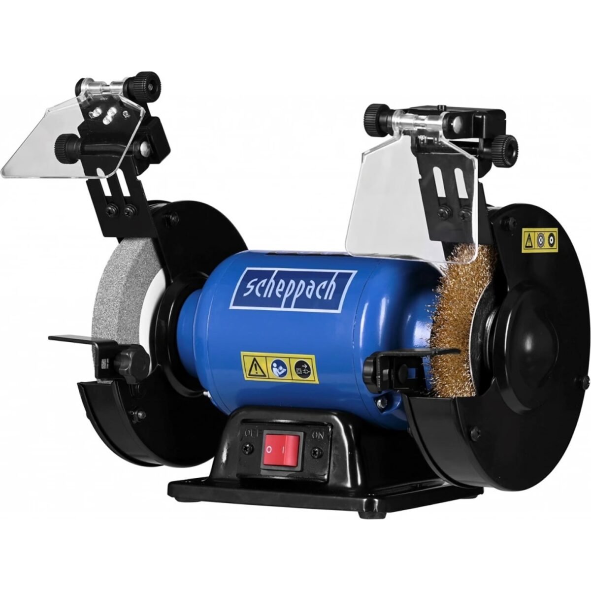 SM 150 LB - two-disc sander - disc/brush The Scheppach SM 150 LB combined sander model will certainly not disappoint even the most demanding hobby user with its design and capabilities