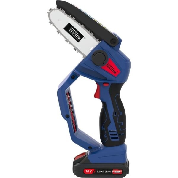 Cordless chainsaw Güde MK 18-201-05, 18V Description: The manual chainsaw Güde MK 18-201-05 is ideal for pruning tree branches and quickly cutting construction wood