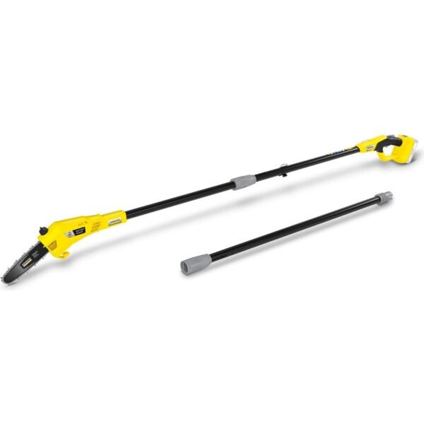 18 V telescopic battery-powered chainsaw with a 30° tilt of the jack for comfortable work from the ground, safely and easily handles branches up to 4 m high