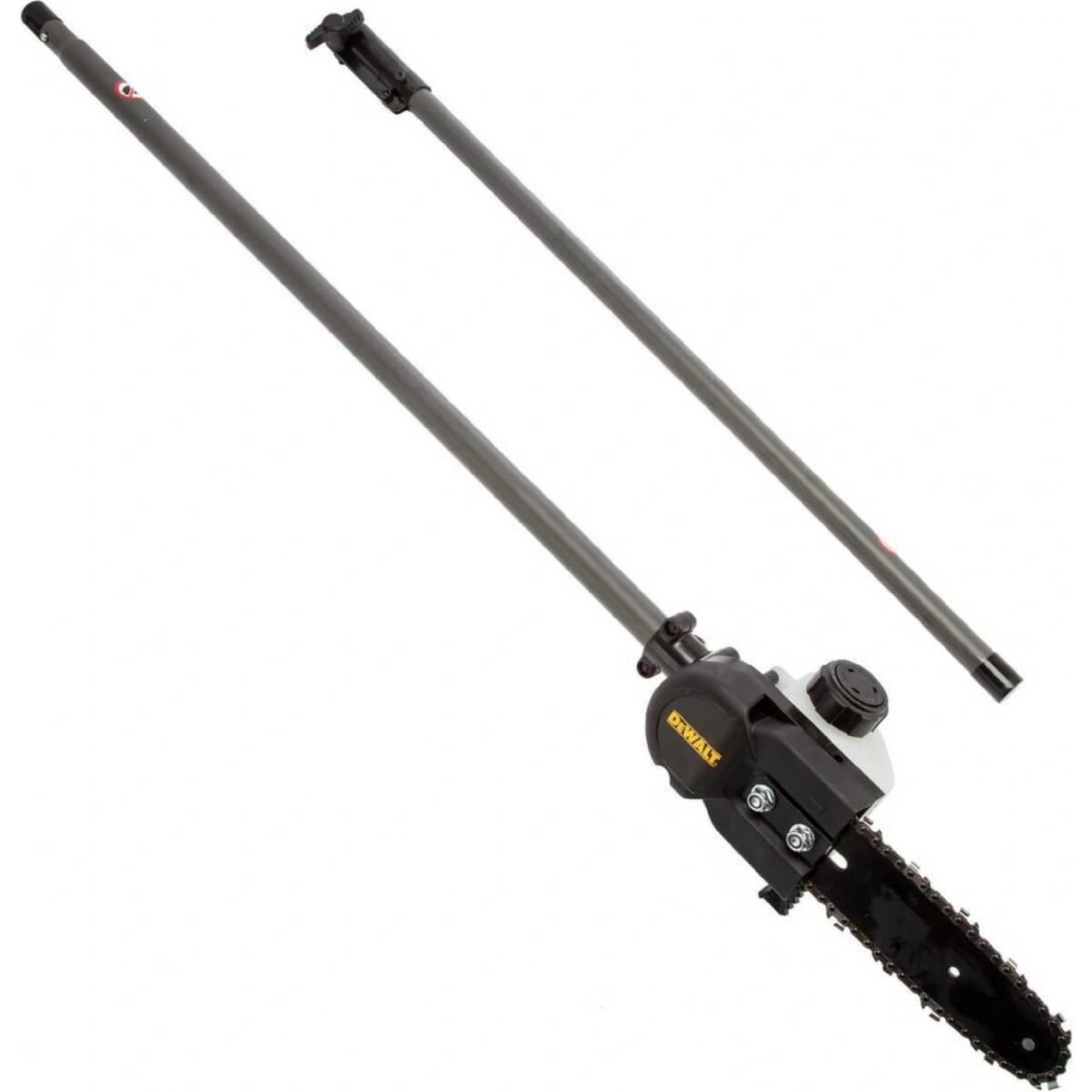 DeWALT DCMASPS5N Cordless Chainsaw Attachment Extension pole is included (2.7m after assembly) and allows 2 different reach settings Long reach hook