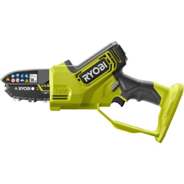 The cordless pruning chainsaw RY18PSX10A-0 with a bar length of 100mm is equipped with a high-performance brushless motor.