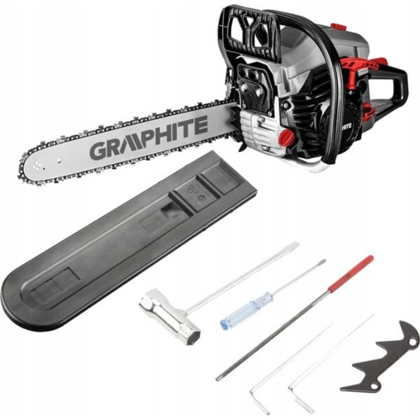 Chain saw with a 2.7 kW engine and a volume of 52 cm³. The two-stroke engine type is additionally equipped with an automatic choke.