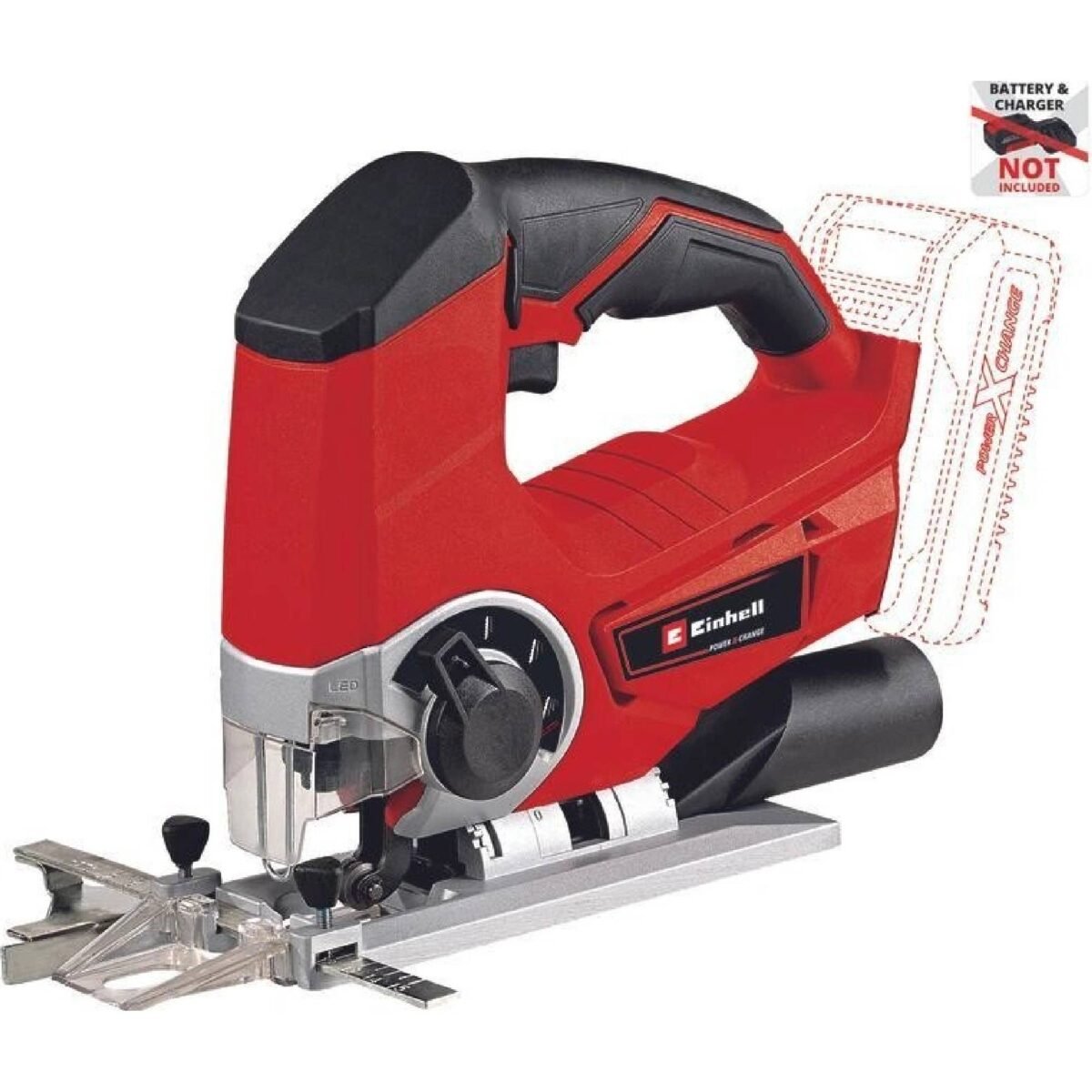 The cordless jigsaw TE-JS 18/80 Li - Solo belongs to the Power X-Change family and is powered by lithium-ion batteries with a battery management system for long life..