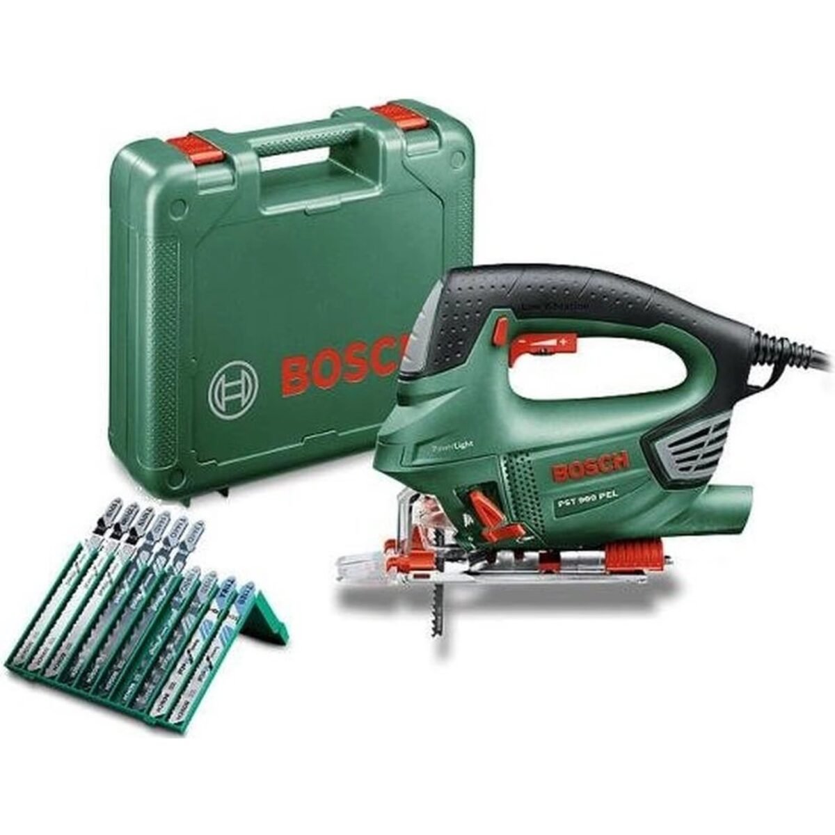 The PST 800 PEL straight-line saw from Bosch is a tool with a powerful motor that, with a cutting depth of 80 mm, can handle demanding cuts in all kinds of materials.