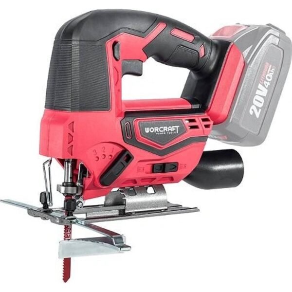 Cordless reciprocating saw, intended for cutting mainly wood and chipboard, as well as metal, plastics and light building materials