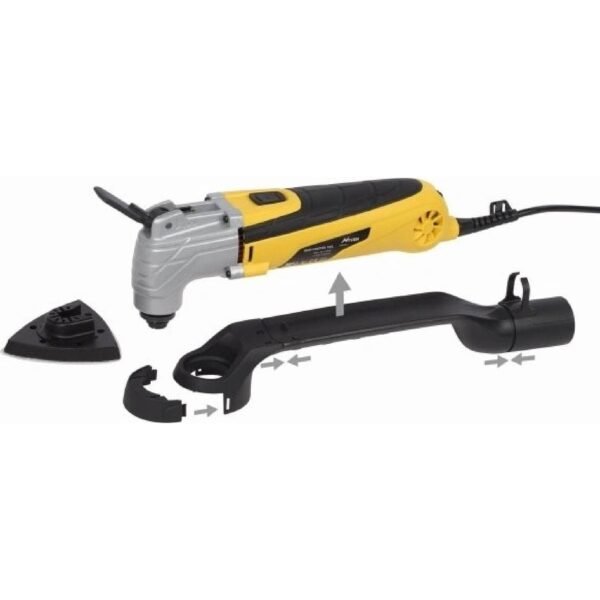 The Powerplus POWX1346 oscillating sander is a truly multifunctional machine. The sander can be used for cutting wood,