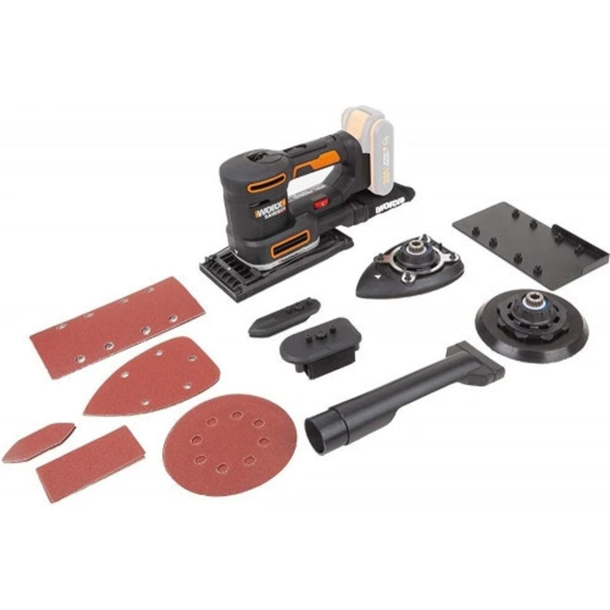 Various grinding options. • The sander enables flat sanding, eccentric sanding and detailed sanding. • Interchangeable attachments: