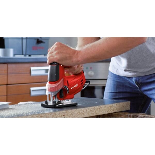 Technical parameters: - mains connection: 230 V ~ 50 Hz - power consumption: 600 W - oblique cuts, max.: 45° - number of strokes: 800 – 3000 min-1 - cutting depth