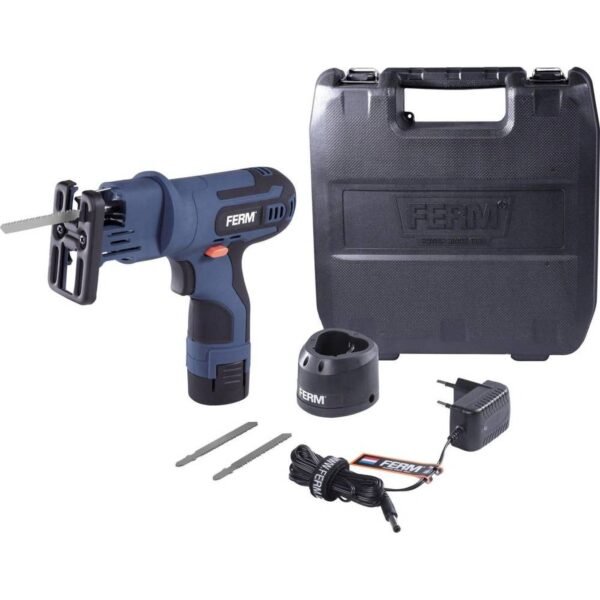 The package with JSM1026 contains - 1x charger - 1x plastic case - 1x 12V battery (1.5 Ah) - 1x saw blade for metal