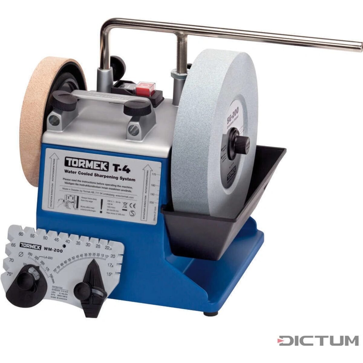 TORMEK T-4 grinder Basic information: TORMEK's patented tool grinding system provides the possibility to grind tools very well and thanks to the unique system of preparations..