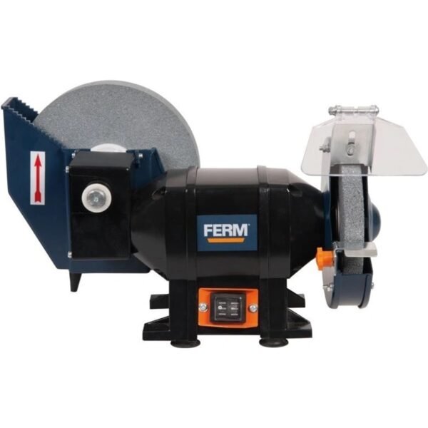 Warranty 3 years Technical parameters of the two-disc low-speed sander: Type Ferm FSMC-200/150 Power consumption 370 W Voltage 230 V / 50 Hz Speed ​​2,950/min.