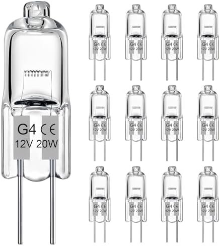 Jewan G4 Halogen Bulbs (Pack of 20) 12 V 20 W 280 lm 2800 K Warm White Dimmable Halogen Pin Base Lamp for Cooker Hood Kitchen Bedroom Living Room