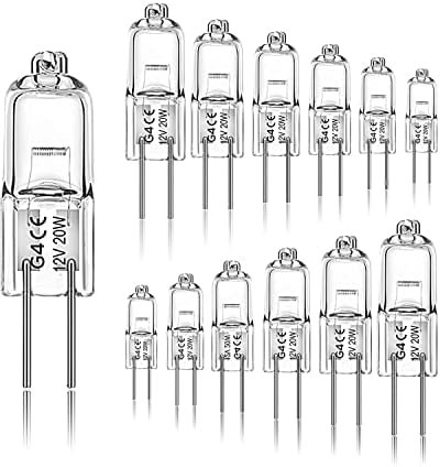 Jaenmsa Pack of 12 G4 Halogen Bulbs 20 W 12 V 2700 K Clear Capsule Lamps for Cooker Hoods Kitchen Living Room Bedroom