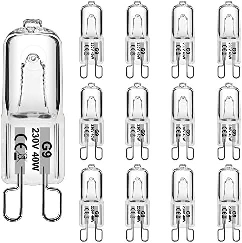 WeshLMPO G9 Light Bulb 12 Pieces Halogen G9 40 W Dimmable Halogen Bulb G9 230 V 2700 K for Wall Lamp, Candlestick, Floor Lamp