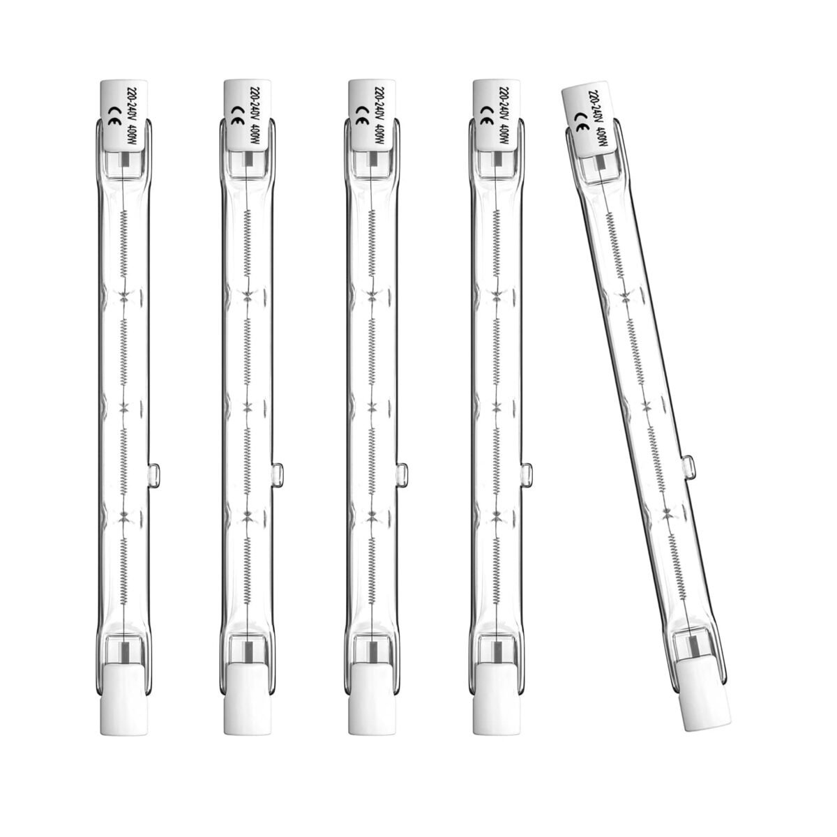 Lamkrtlp R7S Halogen Bulb 118 mm 400 W 230 V, Halogen Rod R7S 2800 K Warm White, Halogen Bulb R7s Halogen Lamp for Construction Spotlights, Work Landscape Lighting, Living Room Lights (Pack of 5)