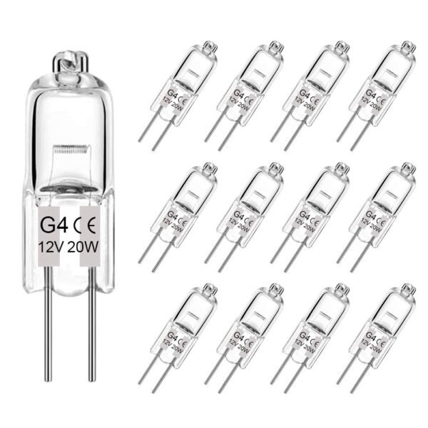 WeshLMPO Halogen G4 20 W 12 V G4 Halogen Light Bulb 2700 K Warm White Dimmable Pack of 12
