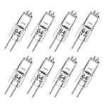 Haraqi G4 Halogen Lamps, Pack of 8, 20 Watt G4 Halogen Pin Base Lamps, Capsule Bulbs, 12 V G4 Halogen Bulbs, 300 lm, 2800 K, Warm White, Dimmable [Energy Class G]
