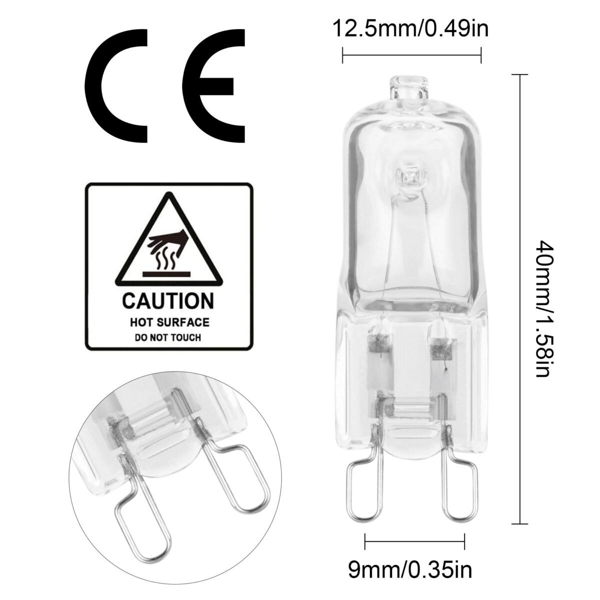 Haraqi Pack of 12 G9 Halogen Bulbs, 230 V, 42 W, 530 lm, G9 Bulb, 2800 K Warm White, Capsule Bulbs, Dimmable, No Flickering