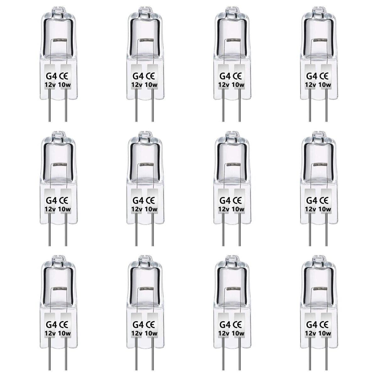 EKSAVE G4 Halogen Bulbs 10 W 12 V Pin Base Capsule Lamp G4 Socket 140 lm Warm White 2700 K (Pack of 10)