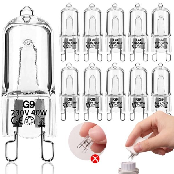 G9 Light Bulb 10 Pieces 40 W 230 V 2900 K 480 LM Dimmable Warm White G9 Halogen Light Bulb G9 Capsule Light Bulb for Oven Lamp, Ceiling Light, Landscape Lighting, Wall Light, Cabinet Lighting and More